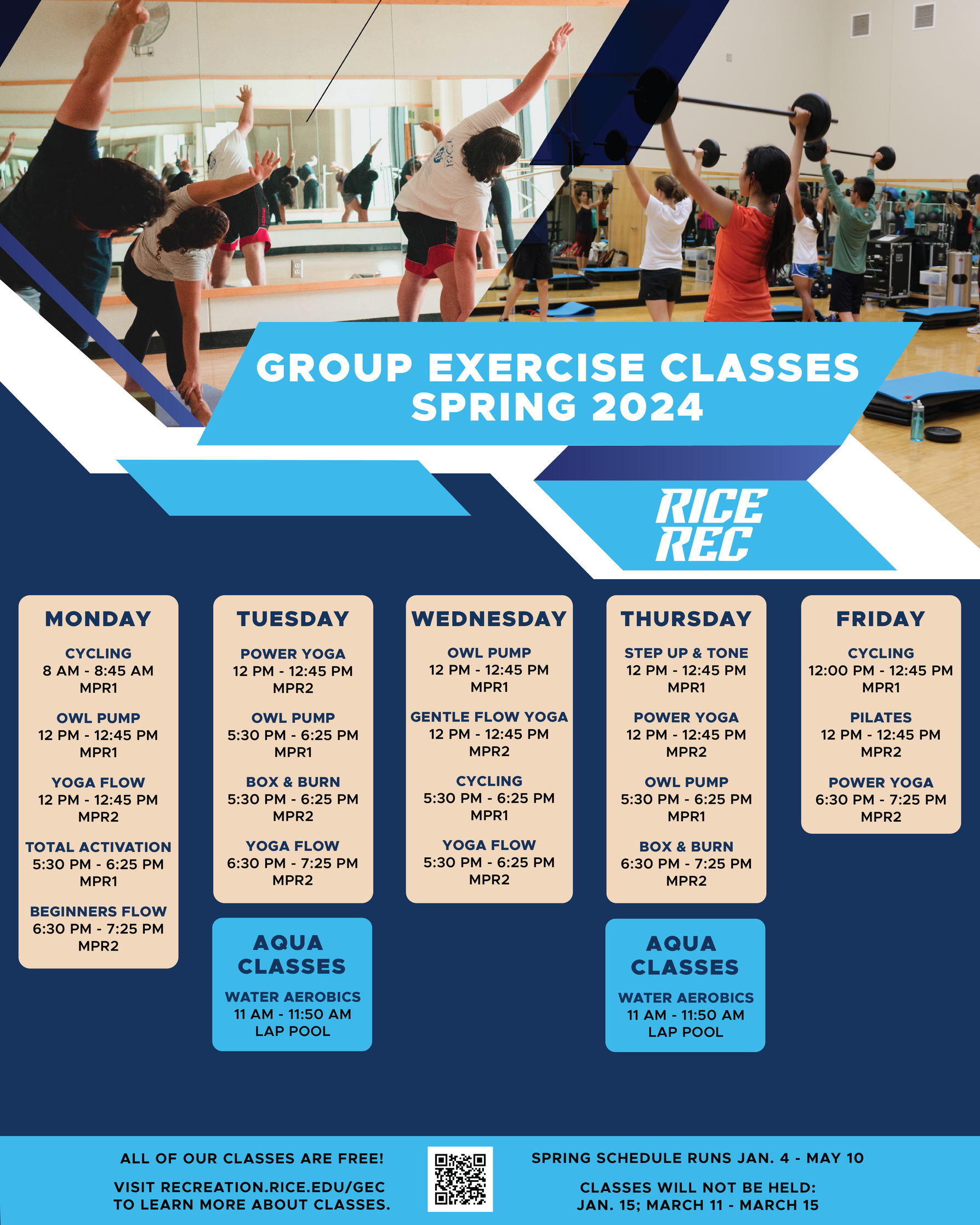 Group Exercise Classes Spring 2024 March Update
