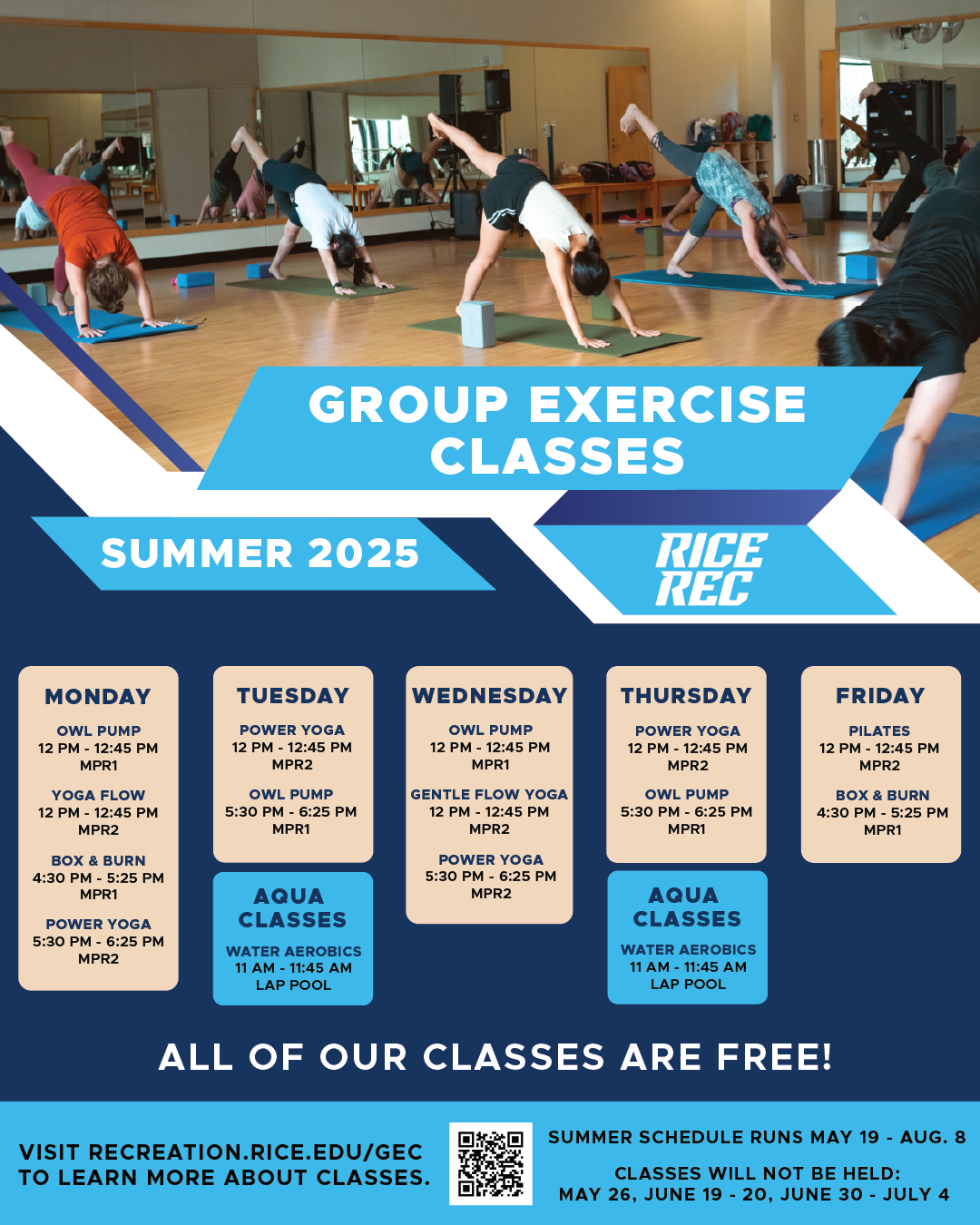 Group Exercise Summer 2025 Schedule