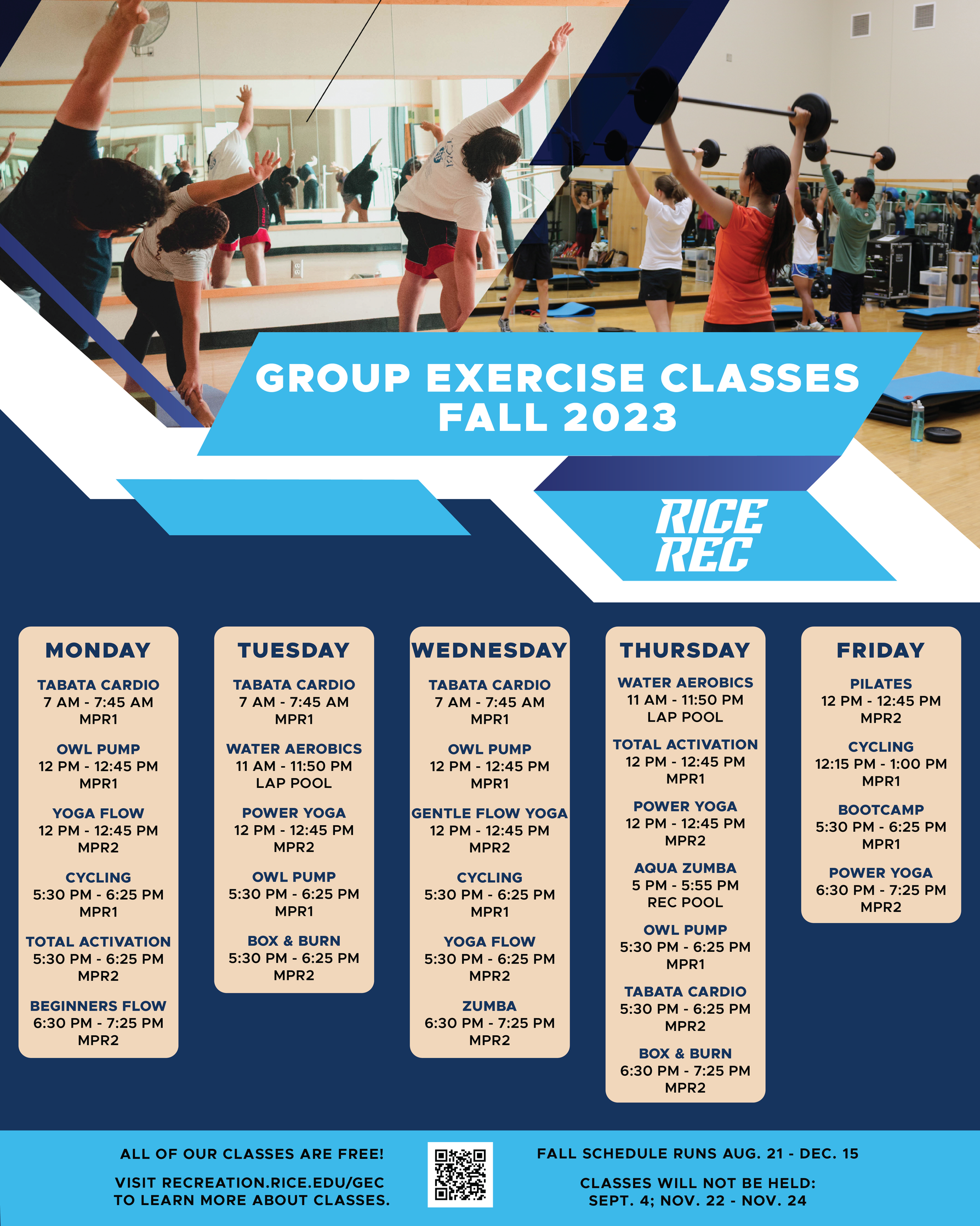 Group Exercise Classes Fall 2023