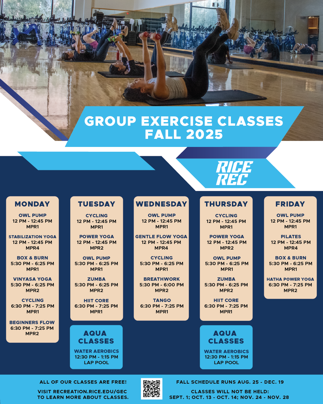 Group Exercise Fall 2025 Schedule