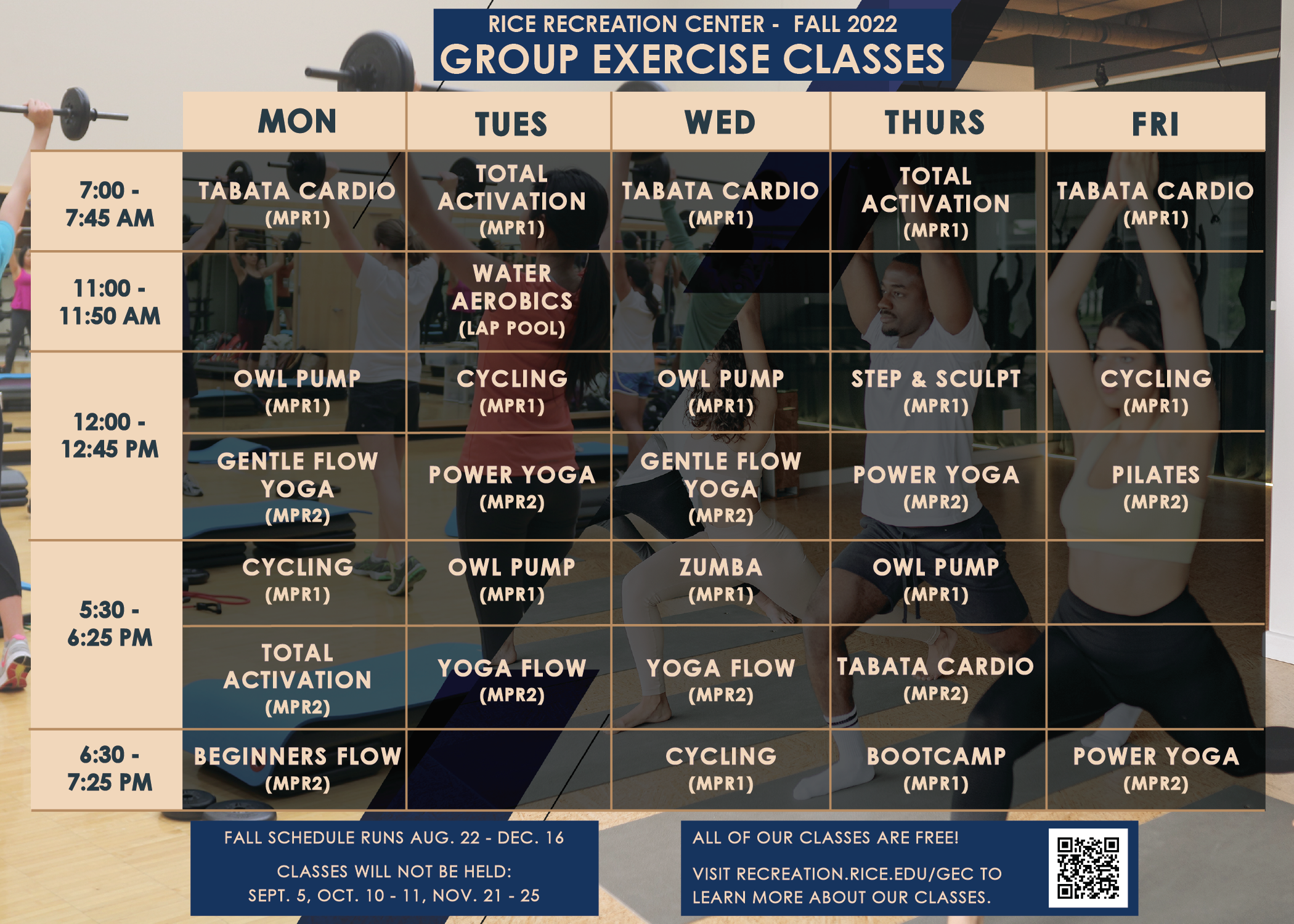 Group Exercise Classes Fall 2022