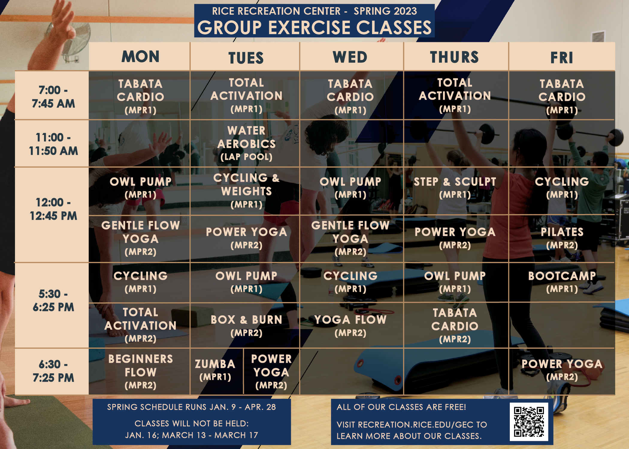 Group Exercise Classes Spring 2023