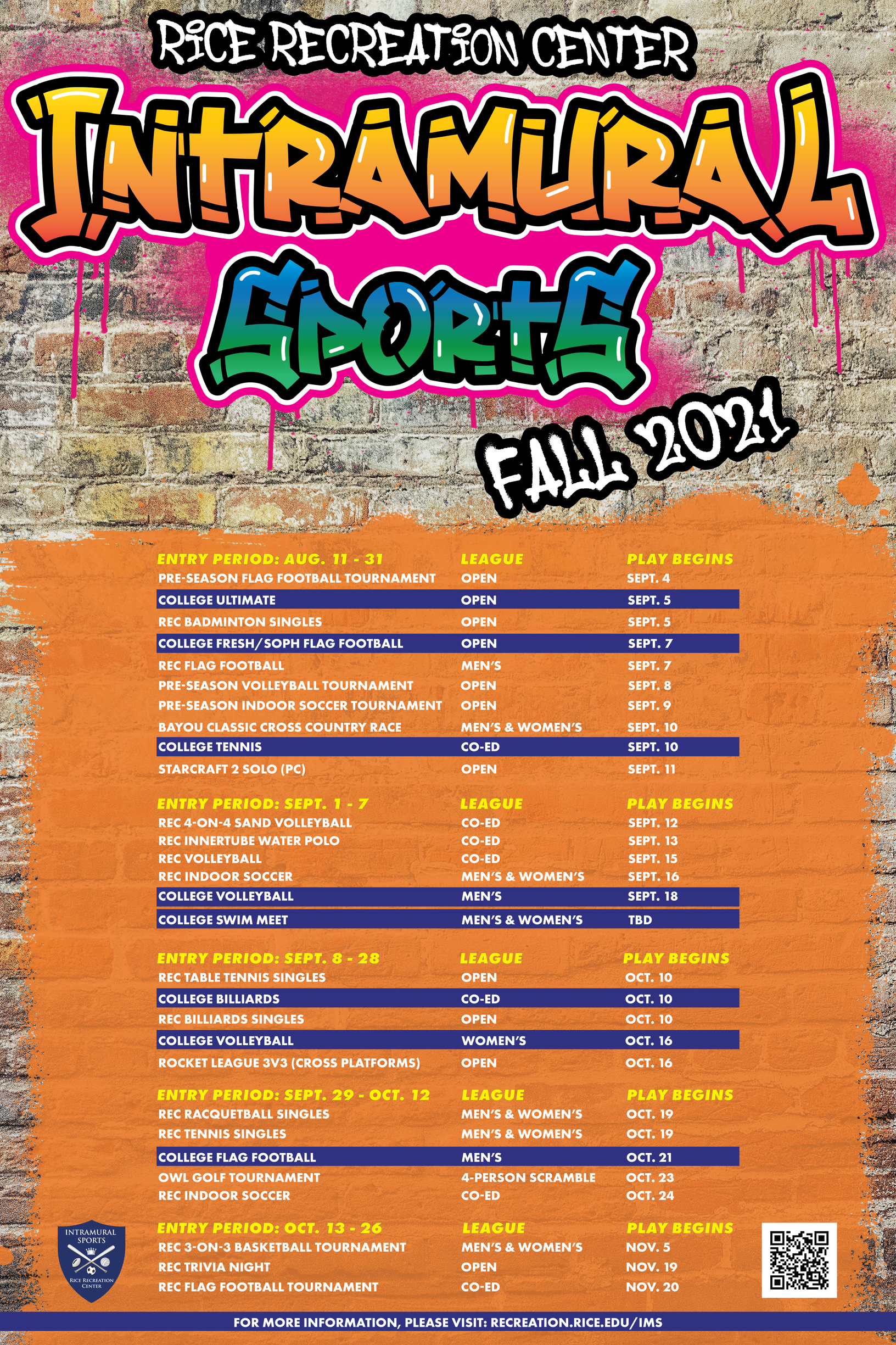 intramural sports fall 2021 schedule